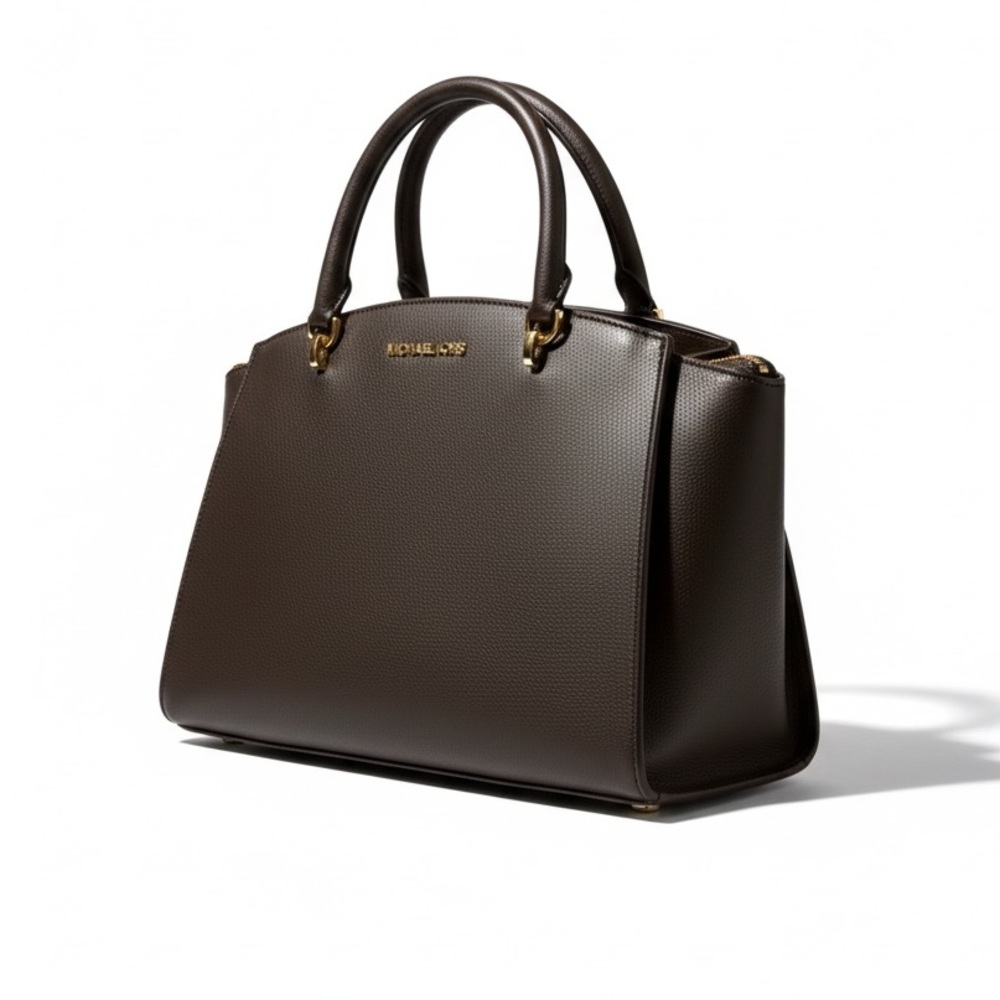 Michael Kors Black Saffiano Leather Satchel Medium Top Handle Tote Bag